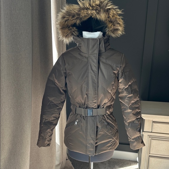 EUC The North Face Metrolina Faux Fur Puffer Jacket Weimaraner Brown size XS - Picture 1 of 13